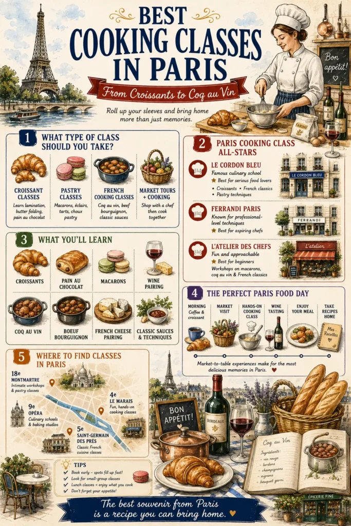 Illustration of paris cooking classes.