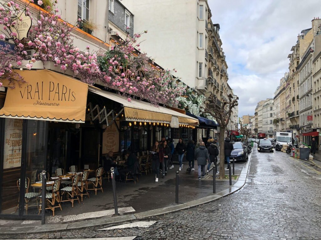 cafe on a quaint paris street.