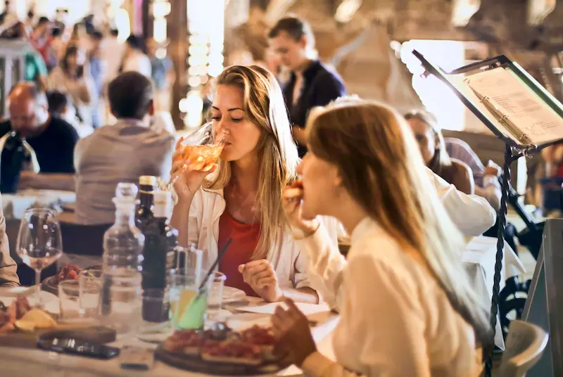 people eating italian food