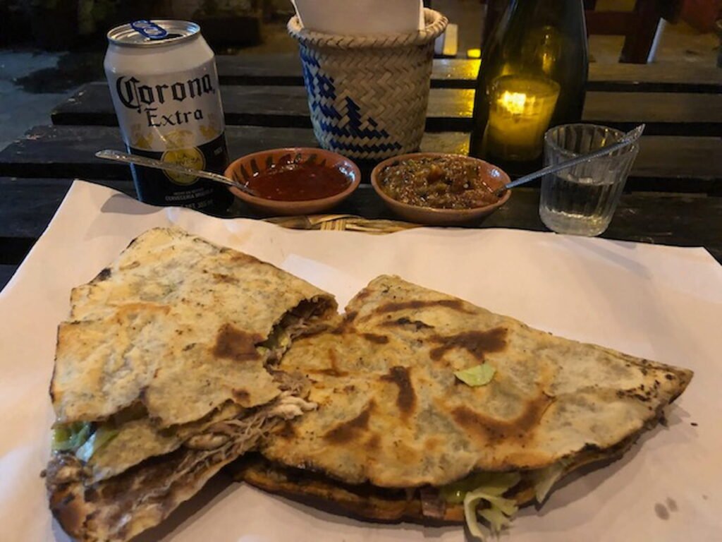 Tlayudas at an authentic Oaxacan restaurant.